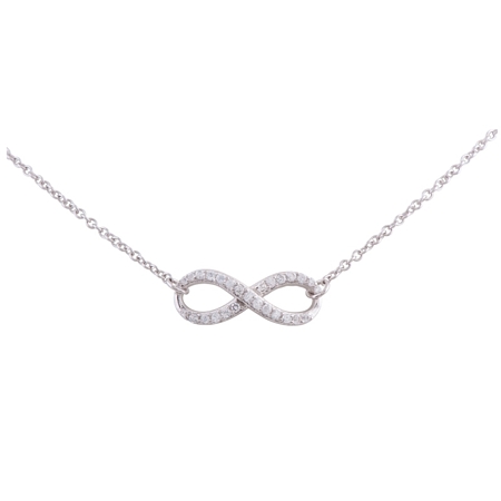 Infinity Necklace with Clear CZs in Sterling Silver - Click Image to Close